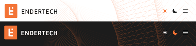 Light mode and Dark mode screenshots for Endertech website.