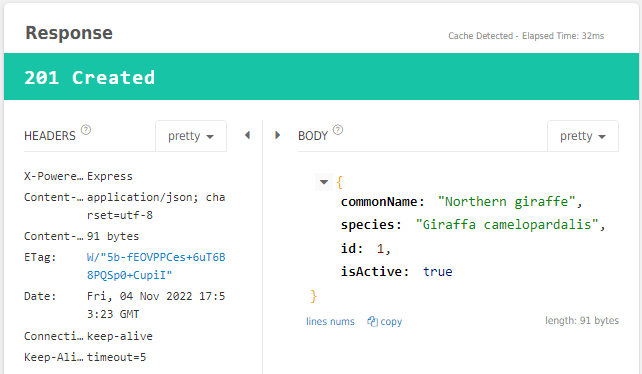 Example NestJS API Response