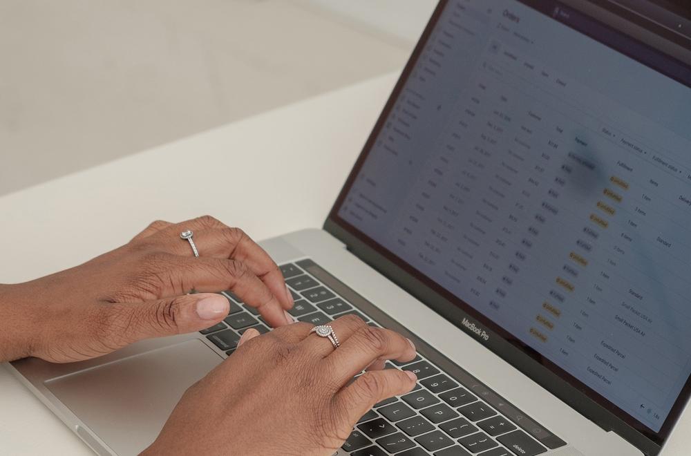 Photograph of a laptop showing performance marketing analytics.