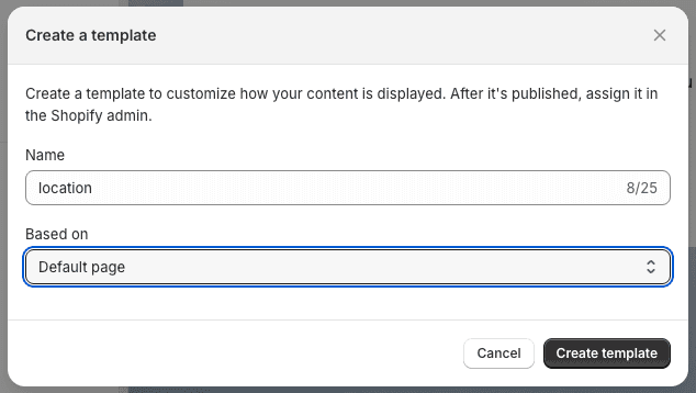 Create Template Dialog