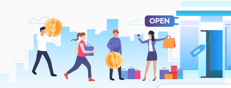 An image showing customers heading to a store. The content of the image makes sense in a headless ecommerce set-up because more customers are opting to make purchases online from ecommerce stores.