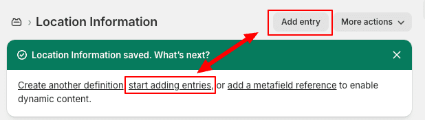Add Metaobject Entry Button