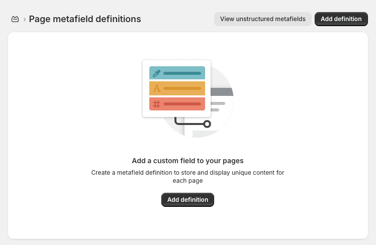 Pages Metafields Add Definition